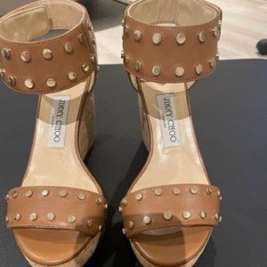 Jimmy Choo Women's "NELLY" Carmel Leather/Gold Size 36/6 NEVER BEEN WORN